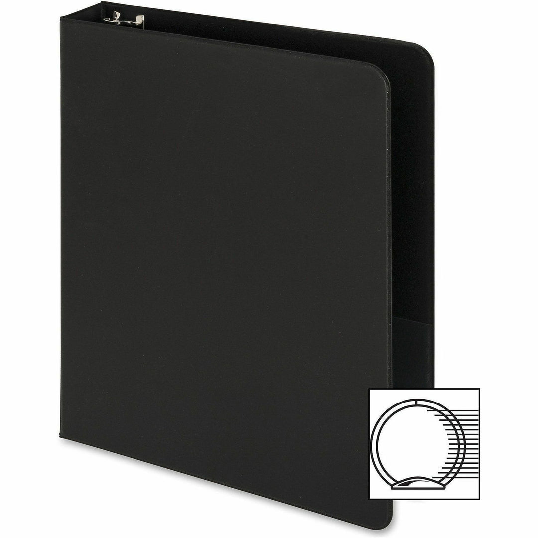 Image of Business Source Binders, Round Rings, 1" Cap, 8-1/2"x5-1/2", 4/BD, Black