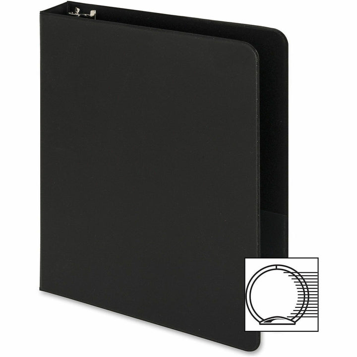 Image of Business Source Binders, Round Rings, 1" Cap, 8-1/2"x5-1/2", 4/BD, Black