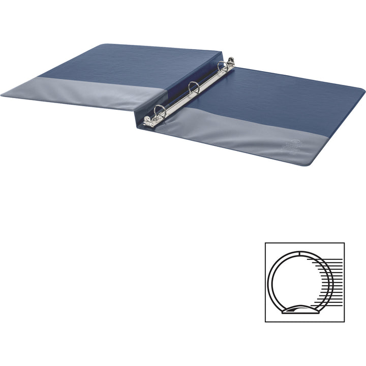 Image of Business Source Binder, Round Rings, 1/2" Cap, 8-1/2"x11", 4/BD, Dark Blue