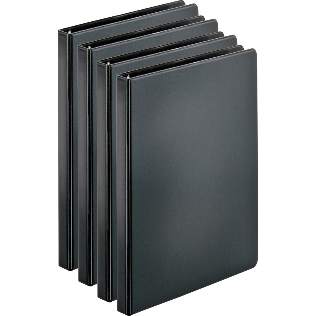 Image of Business Source Binder, Round Rings, 1/2" Cap, 8-1/2"x11", 4/BD, Black