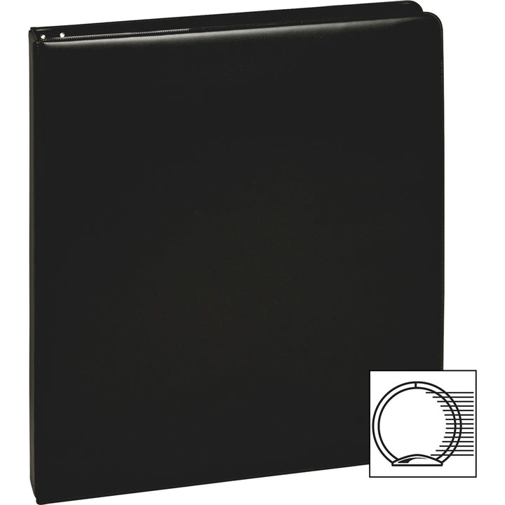 Image of Business Source Binder, Round Rings, 1/2" Cap, 8-1/2"x11", 4/BD, Black
