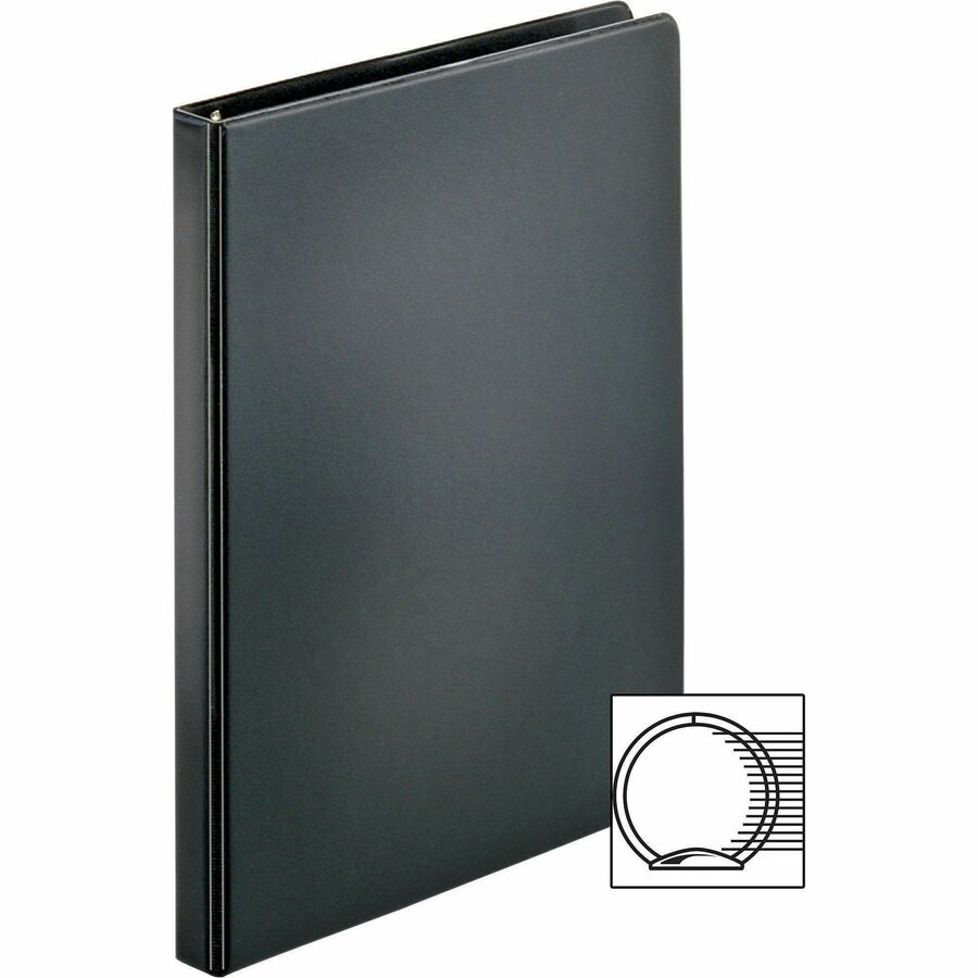 Image of Business Source Binder, Round Rings, 1/2" Cap, 8-1/2"x11", 4/BD, Black