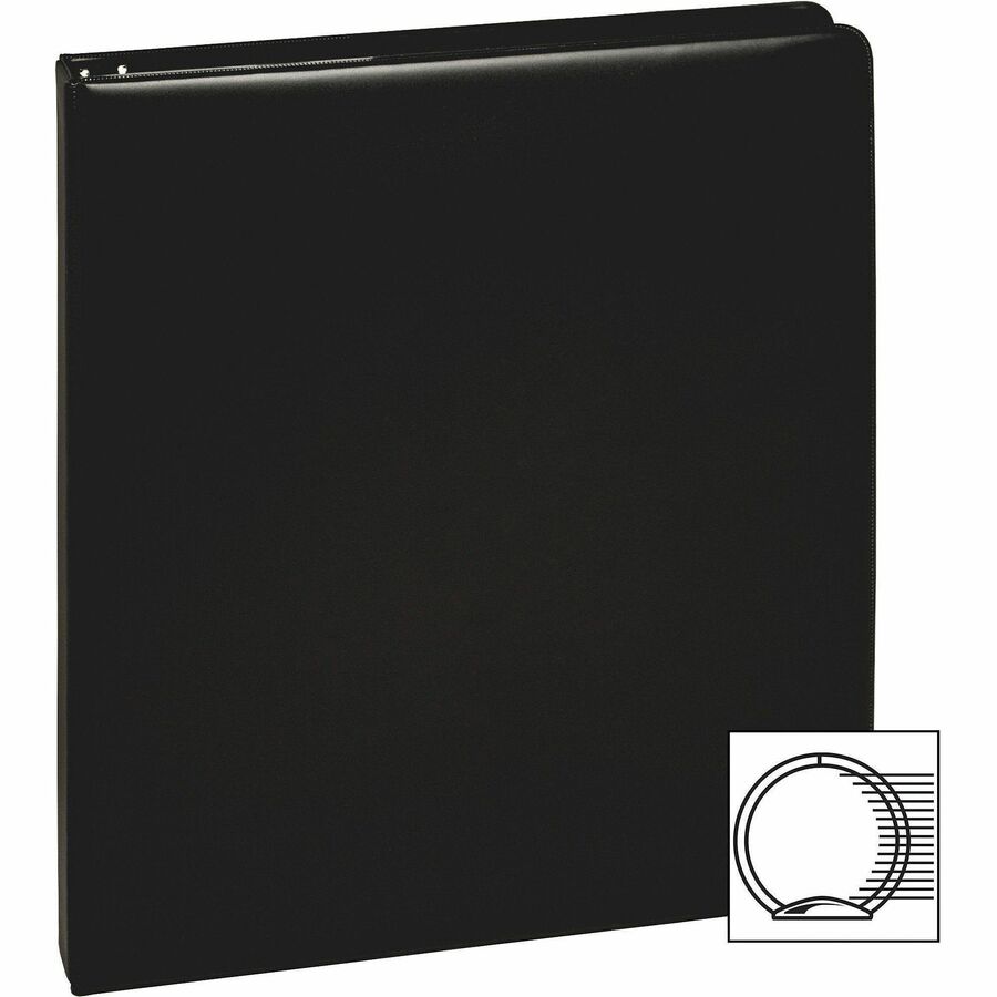 Image of Business Source Binder, Round Rings, 1/2" Cap, 8-1/2"x11", 4/BD, Black