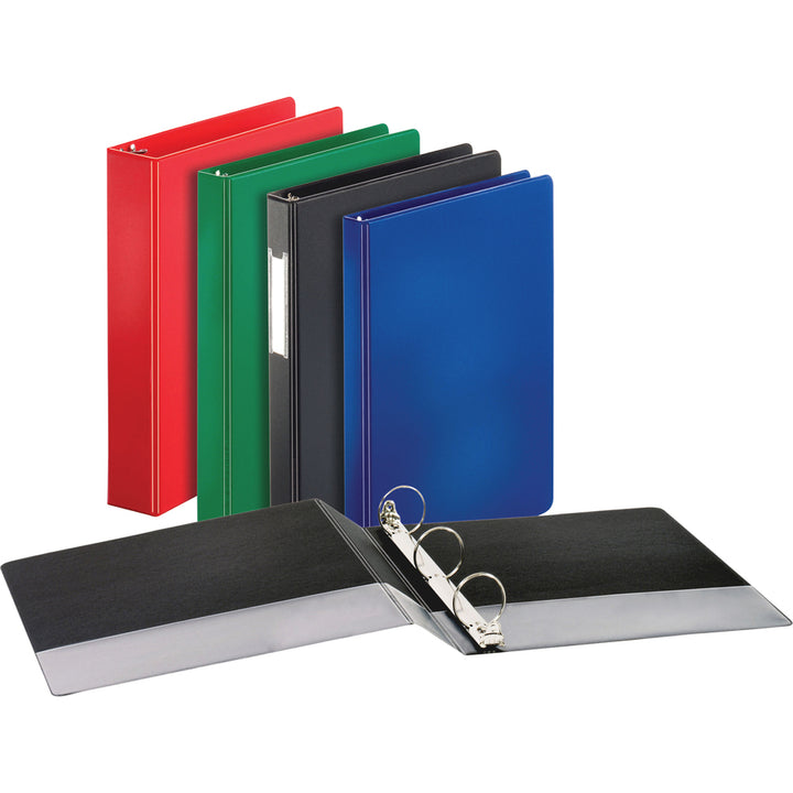 Image of Business Source Binder, Round Rings, 1/2" Cap, 8-1/2"x11", 4/BD, Black