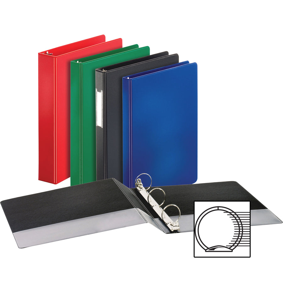 Image of Business Source Binder, Round Rings, 1/2" Cap, 8-1/2"x11", 4/BD, Black