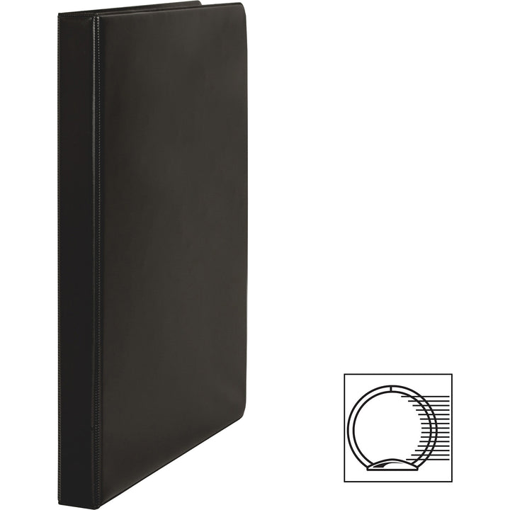 Image of Business Source Binder, Round Rings, 1/2" Cap, 8-1/2"x11", 4/BD, Black