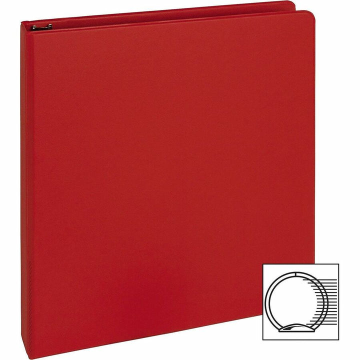 Image of Business Source Binder, Round Rings, 1" Cap, 8-1/2"x11", 4/BD, Red