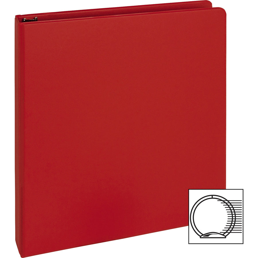 Image of Business Source Binder, Round Rings, 1" Cap, 8-1/2"x11", 4/BD, Red