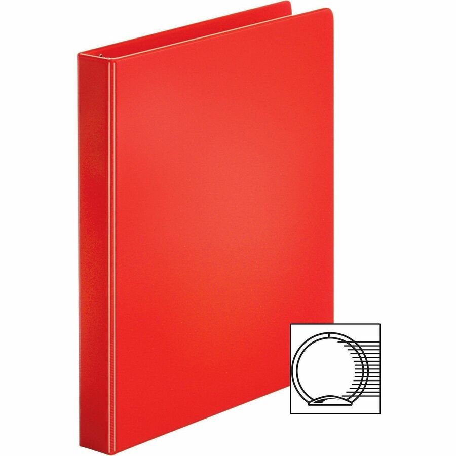Image of Business Source Binder, Round Rings, 1" Cap, 8-1/2"x11", 4/BD, Red