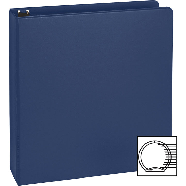 Image of Business Source Binder, Round Rings, 1-1/2" Cap, 8-1/2"x11", 4/BD, Dark Blue