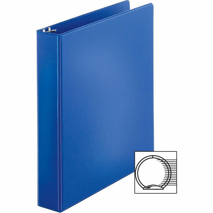 Image of Business Source Binder, Round Rings, 1-1/2" Cap, 8-1/2"x11", 4/BD, Dark Blue