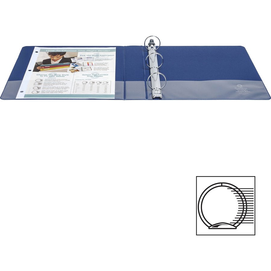 Image of Business Source Binder, Round Rings, 1-1/2" Cap, 8-1/2"x11", 4/BD, Dark Blue