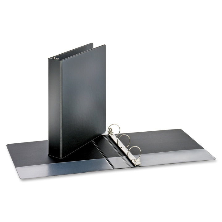 Image of Business Source Binder, Round Rings, 1-1/2" Cap, 8-1/2"x11", 4/BD, Black