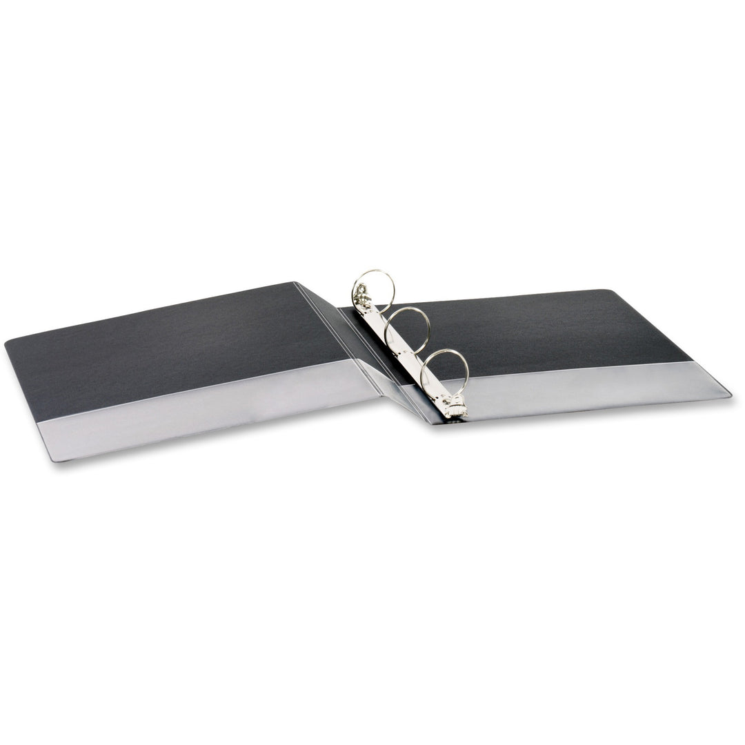 Image of Business Source Binder, Round Rings, 1-1/2" Cap, 8-1/2"x11", 4/BD, Black
