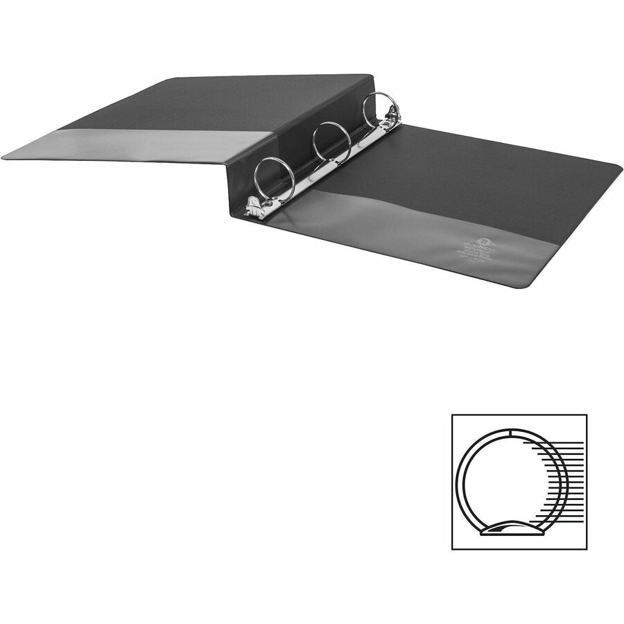 Image of Business Source Binder, Round Rings, 1-1/2" Cap, 8-1/2"x11", 4/BD, Black