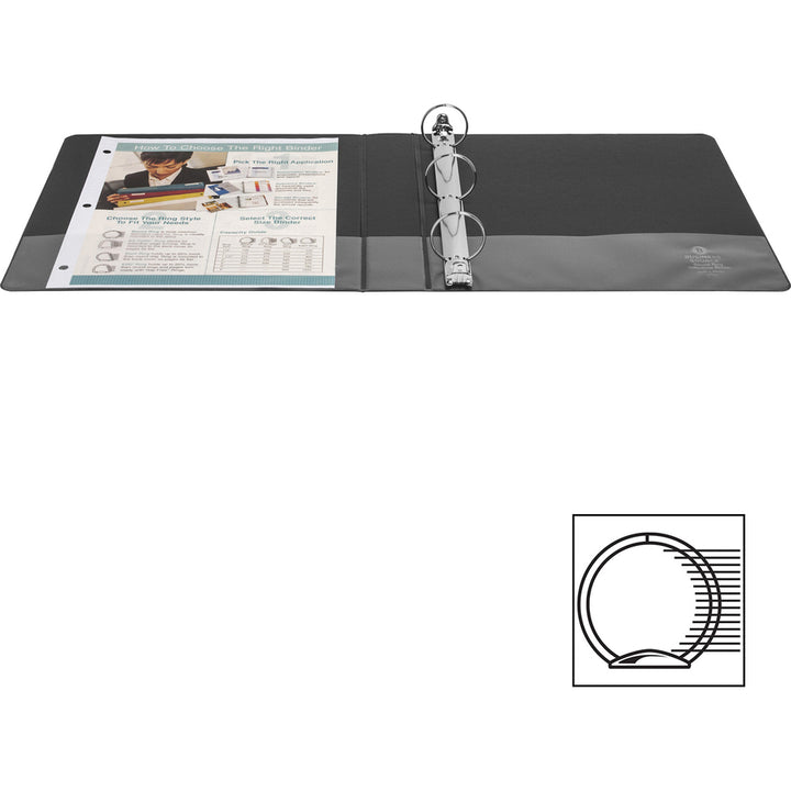 Image of Business Source Binder, Round Rings, 1-1/2" Cap, 8-1/2"x11", 4/BD, Black