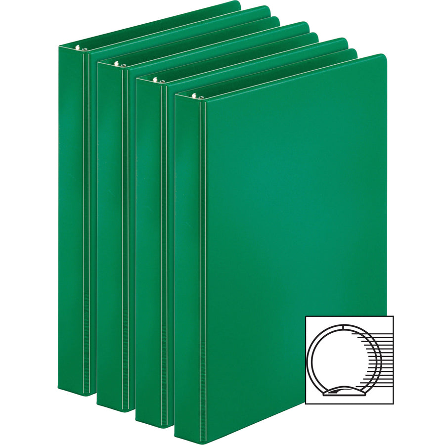 Image of Business Source Binders, Round Rings, 1" Cap, 11"x8-1/2", 4/BD, Green