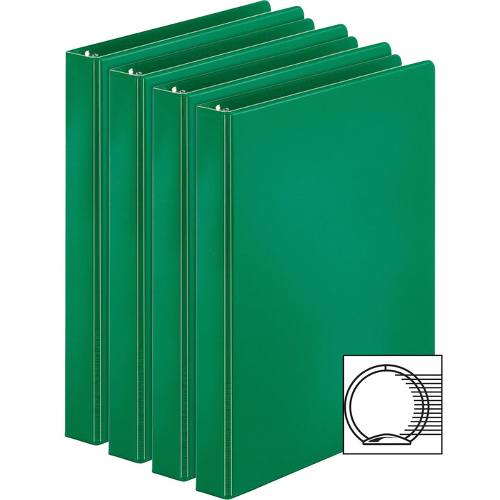 Image of Business Source Binders, Round Rings, 1" Cap, 11"x8-1/2", 4/BD, Green