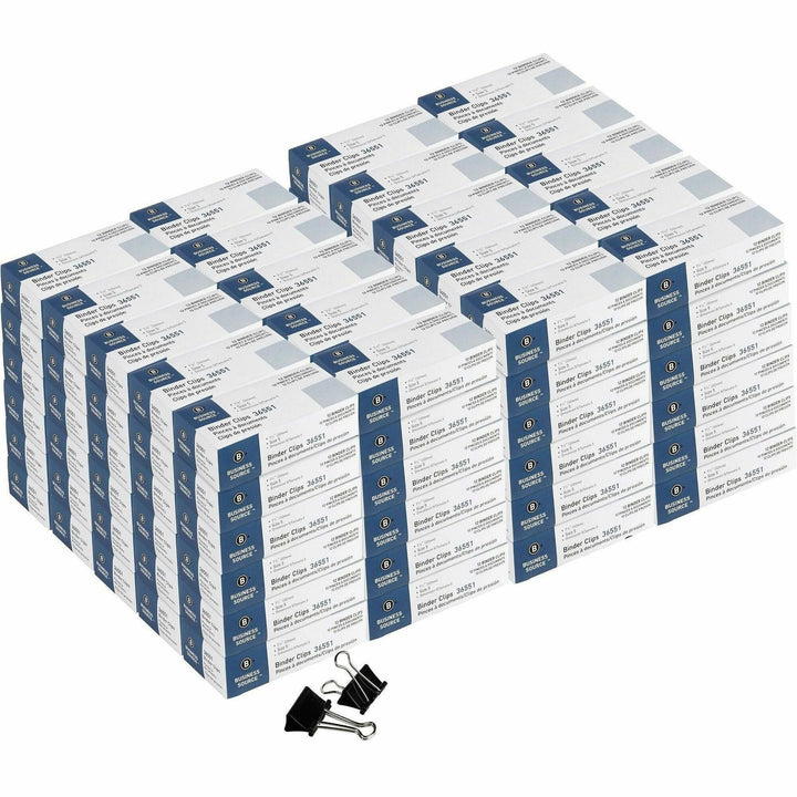 Image of Business Source Binder Clip,Medium,1-1/4",Steel,5/8" Cap,12/BX,120BX/CT,BK