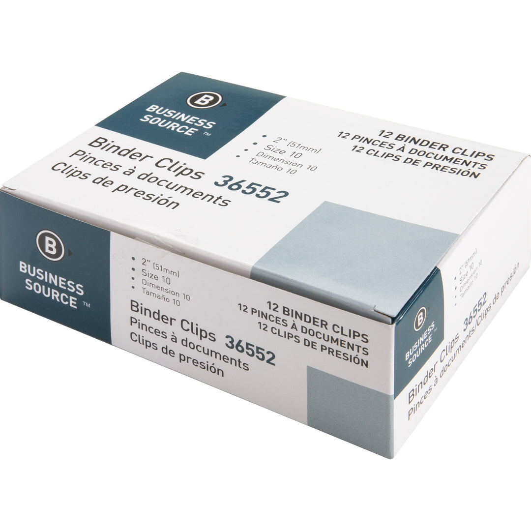 Image of Business Source Binder Clip,Large, 2", Steel, 1" Capacity,1 DZ/BX,10BX/BD,BK