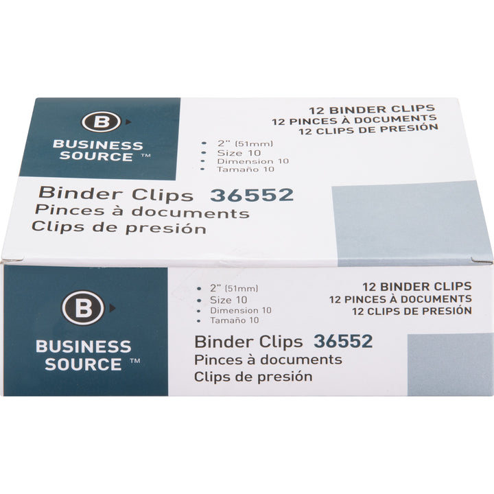 Image of Business Source Binder Clip,Large, 2", Steel, 1" Capacity,1 DZ/BX,10BX/BD,BK