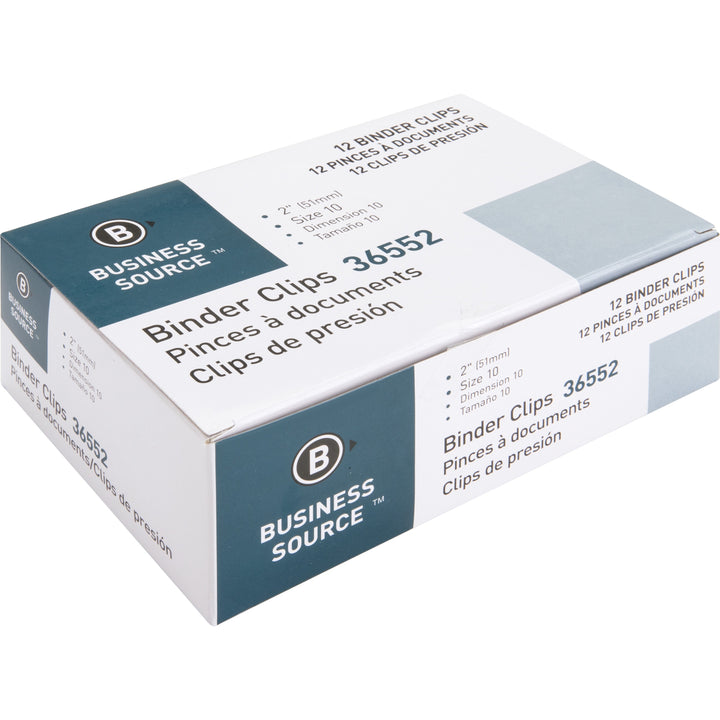 Image of Business Source Binder Clip,Large, 2", Steel, 1" Capacity,1 DZ/BX,10BX/BD,BK