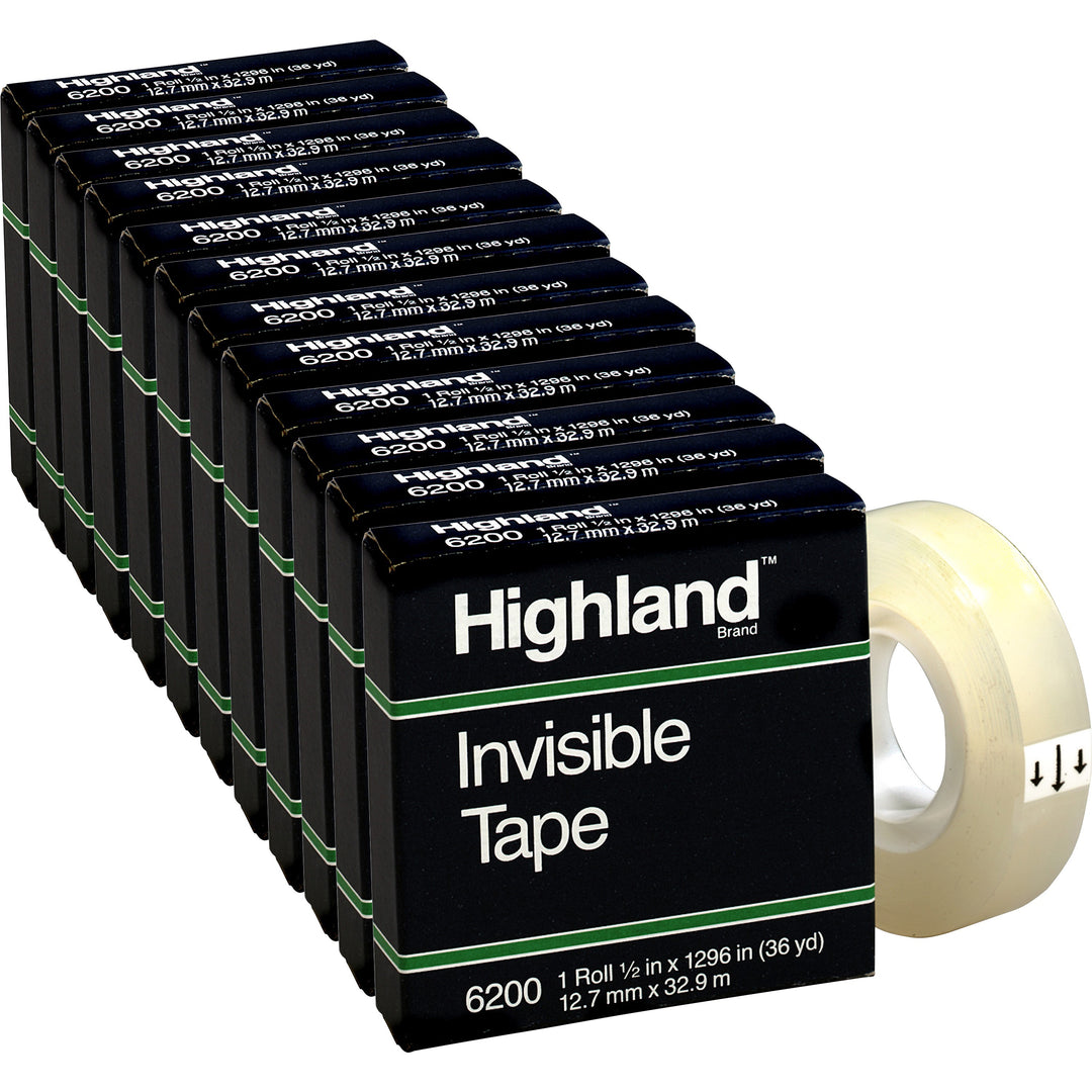 Image of 3M Invisible Tape, 1" Core, 1/2"x1296", 12 Rolls/BX, Clear