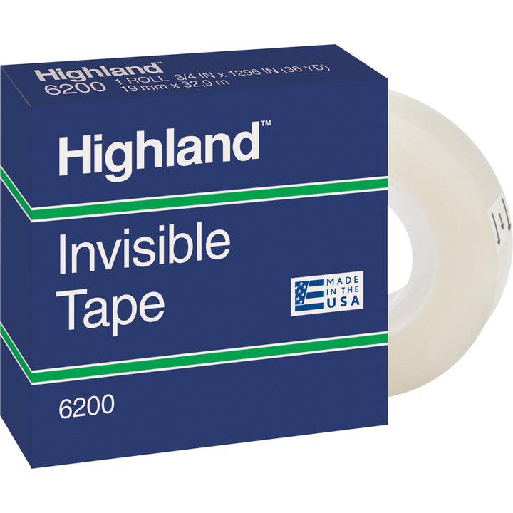 Image of 3M Invisible Tape, 1" Core, 3/4"x1000", 12 Rolls/BD, Clear