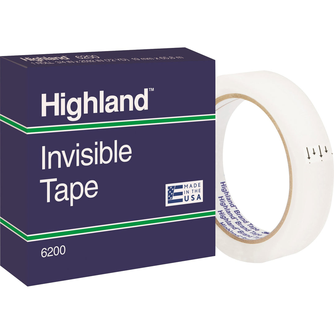 Image of 3M Invisible Tape, 3" Core, 3/4"x2592", 12/PK, Clear