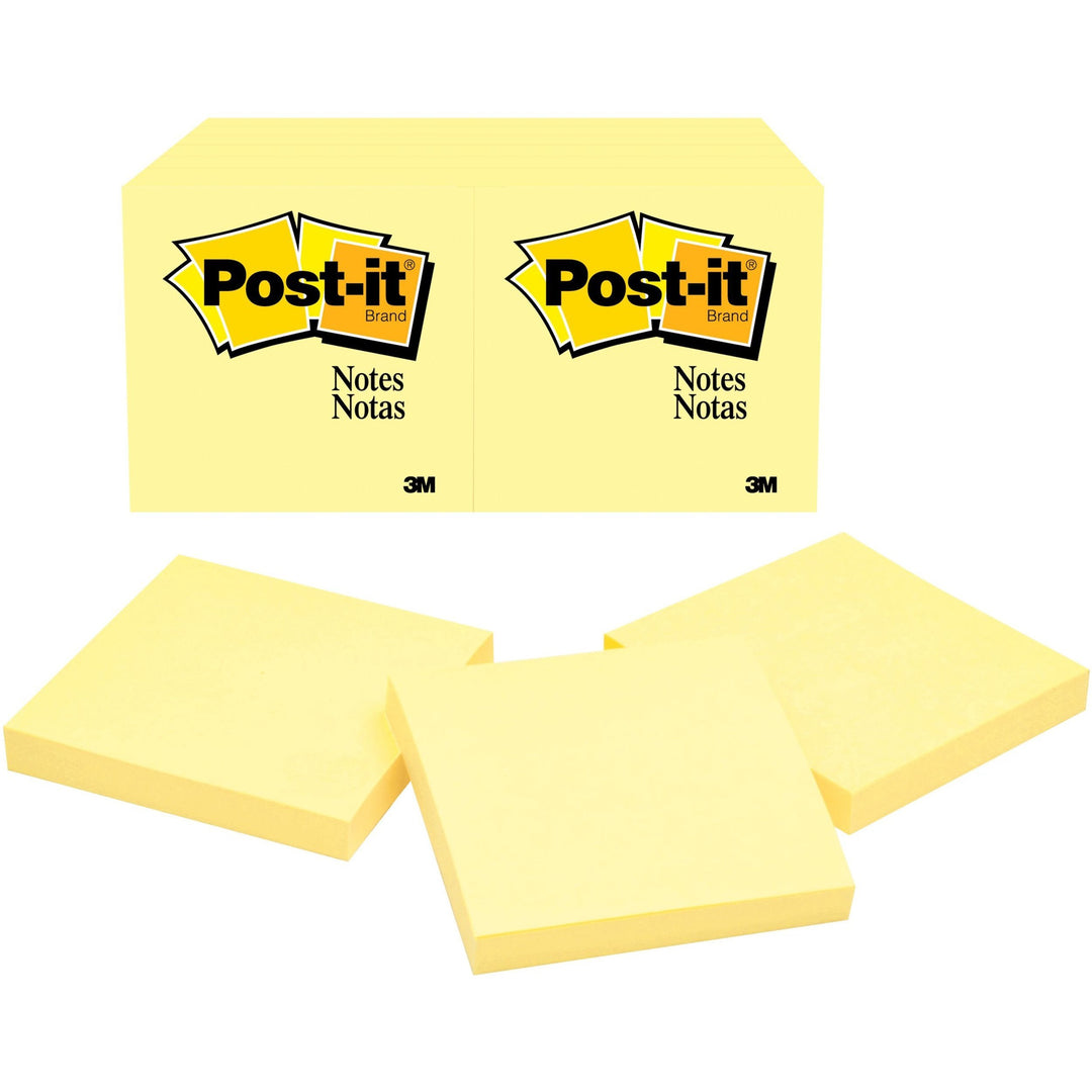 Image of 3M Post-it Notes,Original Pads,3"x3",100/SH/PD,24/BD,Canary