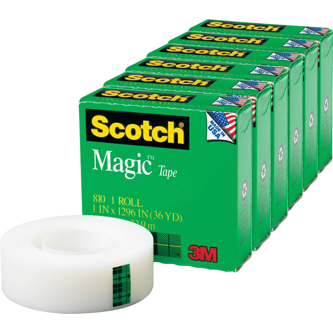 Image of 3M Magic Tape, 1" Core, 1"x1296", 6/PK, Transparent