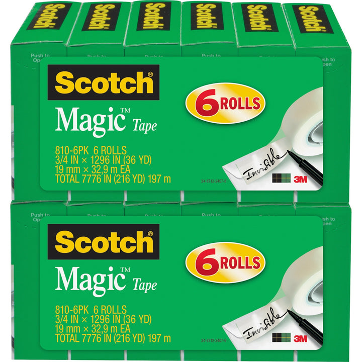 Image of 3M Magic Tape, 1" Core, 3/4"x1296", 12/BD, Transparent