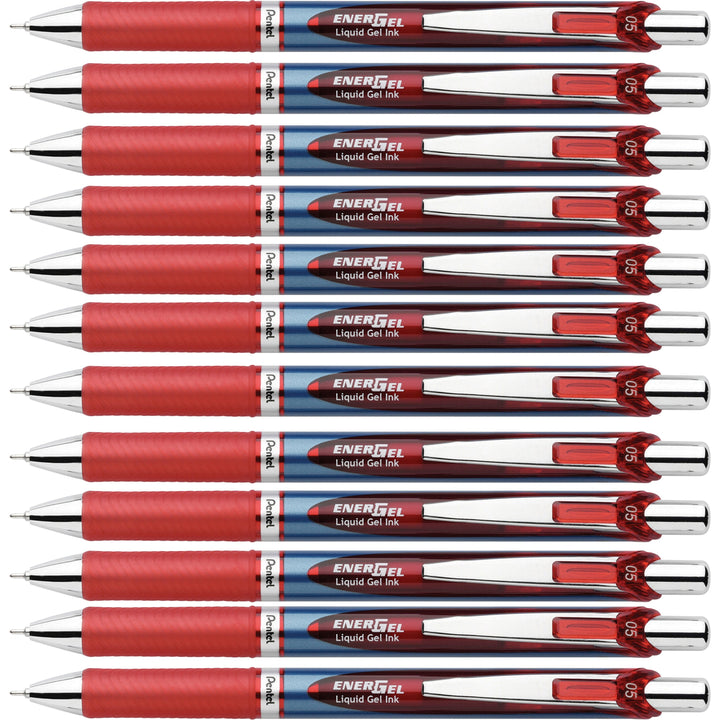 Image of Pentel® Gel Pen,Retractable/Refillable,Needle Tip,0.5mm,12/BX,RD Ink