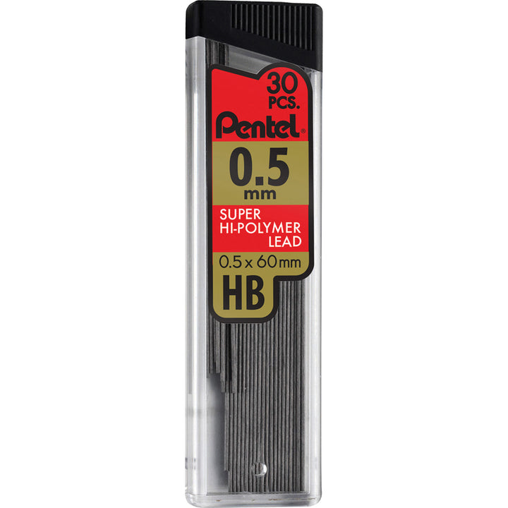 Image of Pentel® Hi-Polymer Lead, 0.5 mm, Fine, HB, 30/Tube, 12/BX, Black