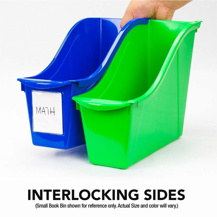 Image of Storex Interlocking Book Bins, 5-3/10"Wx14-3/10"Lx7"H, 6/CT, Blue