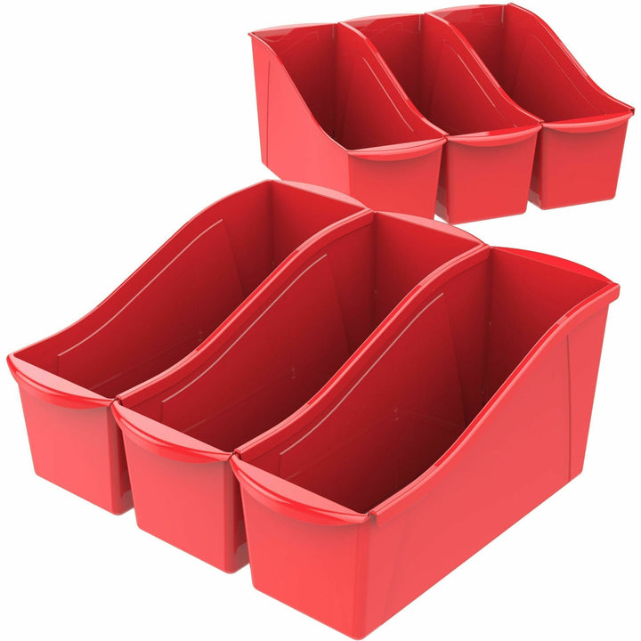 Image of Storex Interlocking Book Bins, 5-3/10"Wx14-3/10"Lx7"H, 6/CT, Red