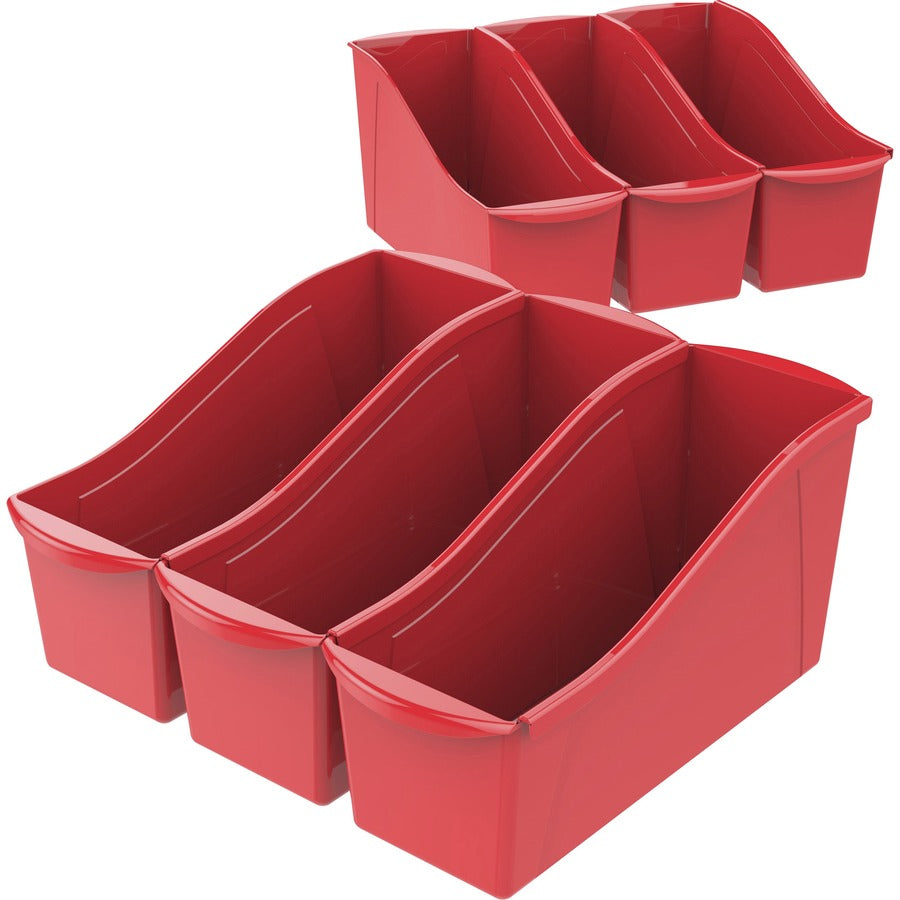 Image of Storex Interlocking Book Bins, 5-3/10"Wx14-3/10"Lx7"H, 6/CT, Red