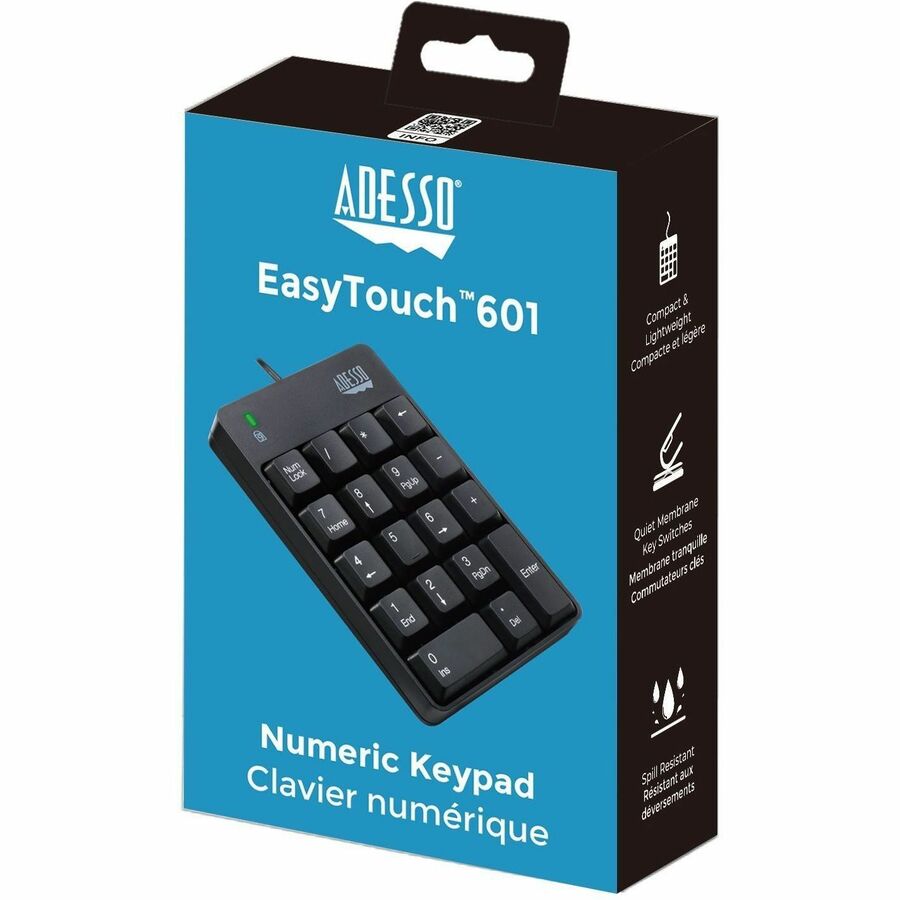 Image of Adesso Spill-Resistant 18-Key Numeric Keypad, Black