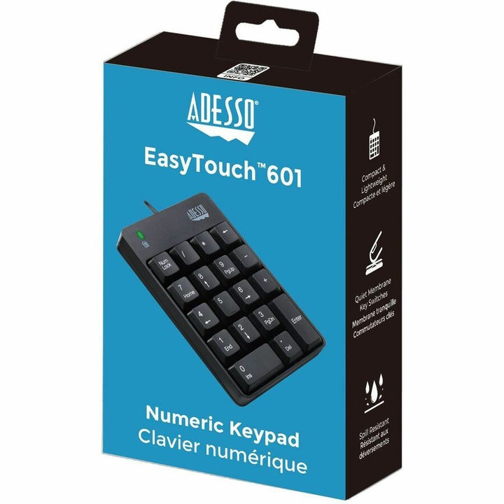 Image of Adesso Spill-Resistant 18-Key Numeric Keypad, Black