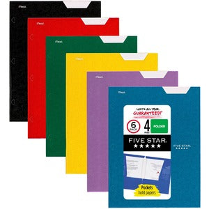 Image of Mead® Folder, 4-Pocket, 9-1/2"Wx12-1/2"H, 6/PK, Assorted
