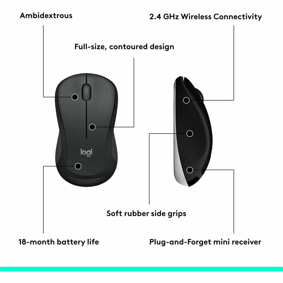 Image of Logitech® Mk540 Wireless Combo, 2.4 Ghz Frequency/30 Ft Wireless Range, Black