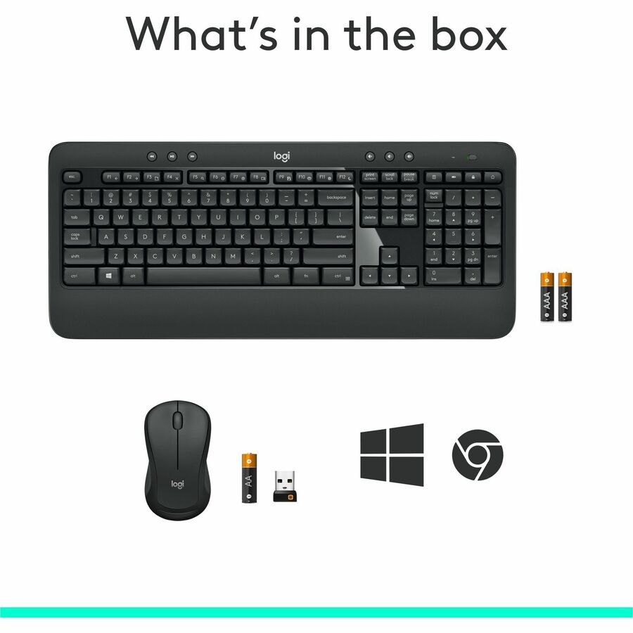 Image of Logitech® Mk540 Wireless Combo, 2.4 Ghz Frequency/30 Ft Wireless Range, Black