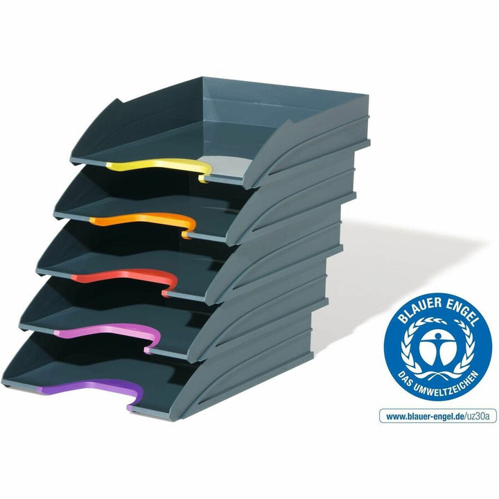 Image of DURABLE 770557 VARICOLOR Desk Tray, Desktop, Stackable, Front Cut-out, Gray, Plastic, 1 Pack