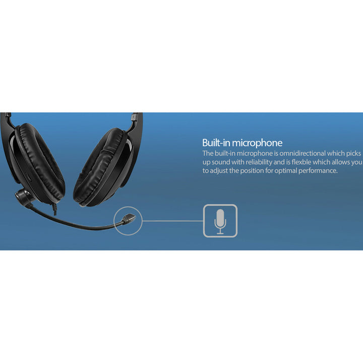 Image of Adesso Xtream H5 Binaural Over The Head Multimedia Headset with Mic, Black