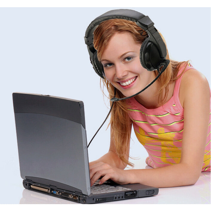Image of Adesso Xtream H5 Binaural Over The Head Multimedia Headset with Mic, Black