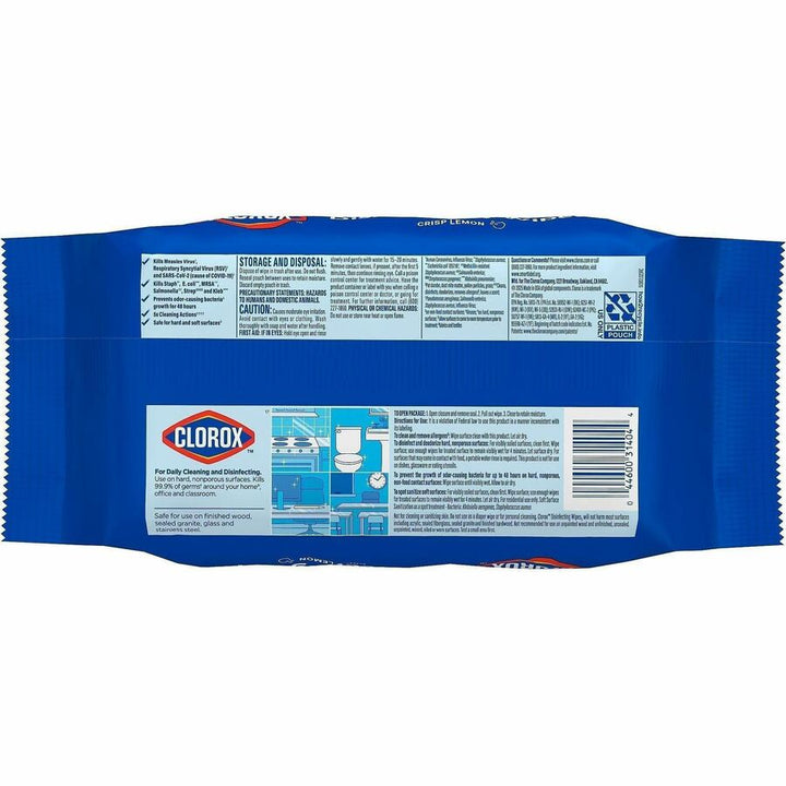 Image of Clorox 31404 Disinfecting Cleaning Wipes Flex Pack, Crisp Lemon, White, 75/Pack, 1 Each