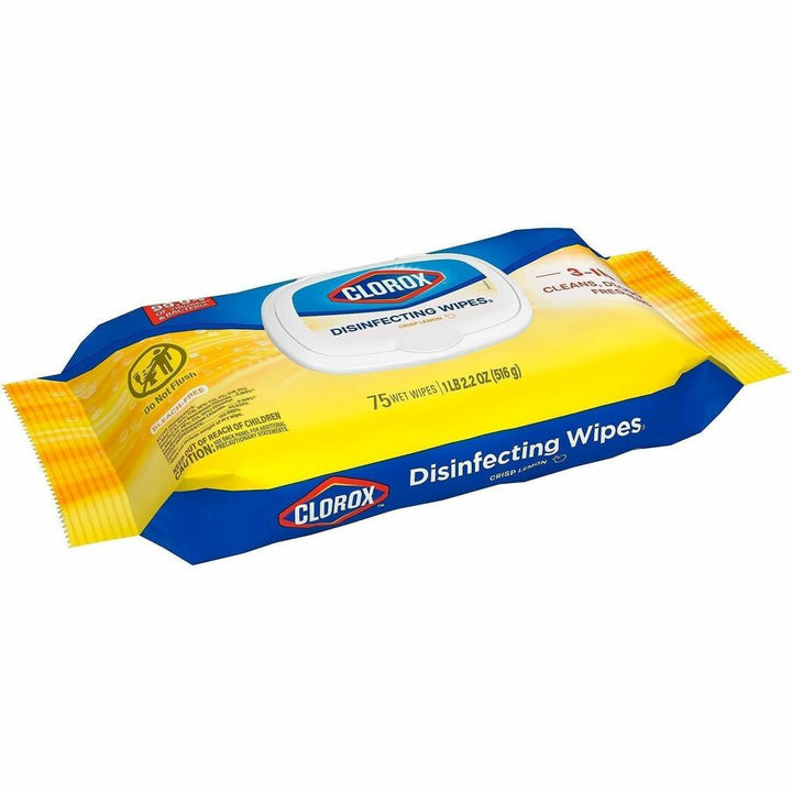 Image of Clorox 31404 Disinfecting Cleaning Wipes Flex Pack, Crisp Lemon, White, 75/Pack, 1 Each