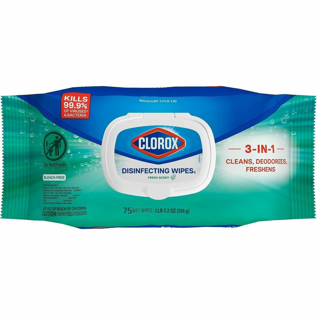 Image of Clorox 31430 Disinfecting Cleaning Wipes Flex Pack, Fresh, White, 75/Pack, 1 Each