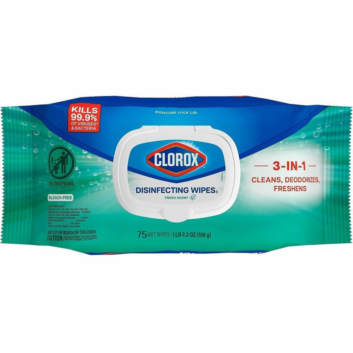 Image of Clorox 31430 Disinfecting Cleaning Wipes Flex Pack, Fresh, White, 75/Pack, 1 Each