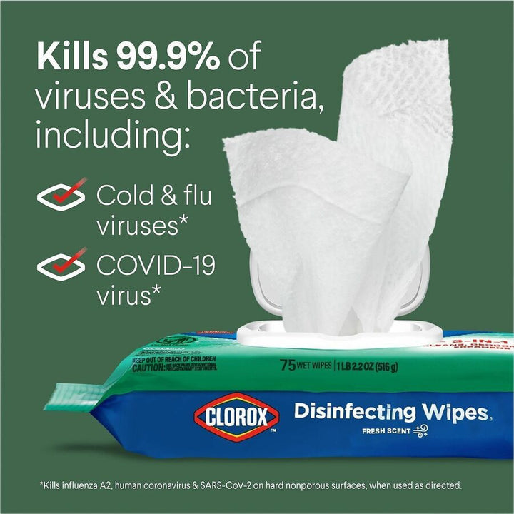 Image of Clorox 31430 Disinfecting Cleaning Wipes Flex Pack, Fresh, White, 75/Pack, 1 Each